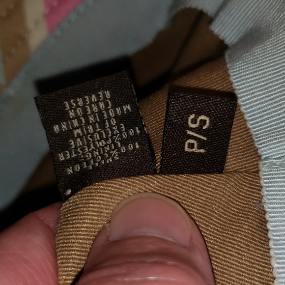 Coach Stripe Tan Leather Buckle Bucket Hat P/Small - Picture 9 of 11